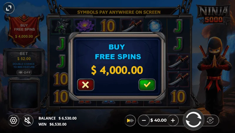 Ninja 5000 - buying entry to the free spins round